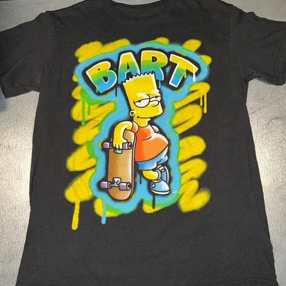 Bart Simpson graphic vintage black medium tshirt. Graffiti skateboarding Bart - Picture 8 of 8